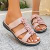 Fashion Car Stitch Low Heel Slippers Women Fashion Round Head Flower Hollow Soft Sole Anti-slip Wear-resistant Sandals