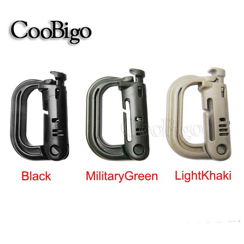 50pcs Plastic D Ring Grimlock Carabiner Clips Molle Tactical Backpack Snap Lock Webbing Buckle Keychain Hook Outdoor Accessories