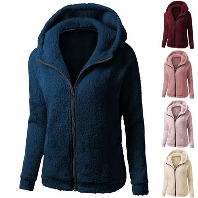 Zimowe pluszowe topy moda jesienne zimowe płaszcze dla kobiet bluza z kapturem wełniany płaszcz bluzka z kapturem topy kurtka damska