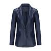 New small suit long-sleeved jacket women's single-grain buckle commuter casual solid-color leather jacket