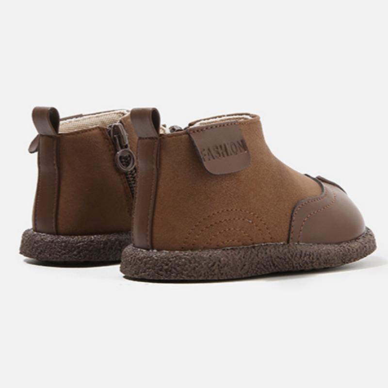 Kinder Lederstiefel Baby Kleinkind Schuhe Jungen Kurze Stiefel Mädchen Rutschfeste Baumwollschuhe