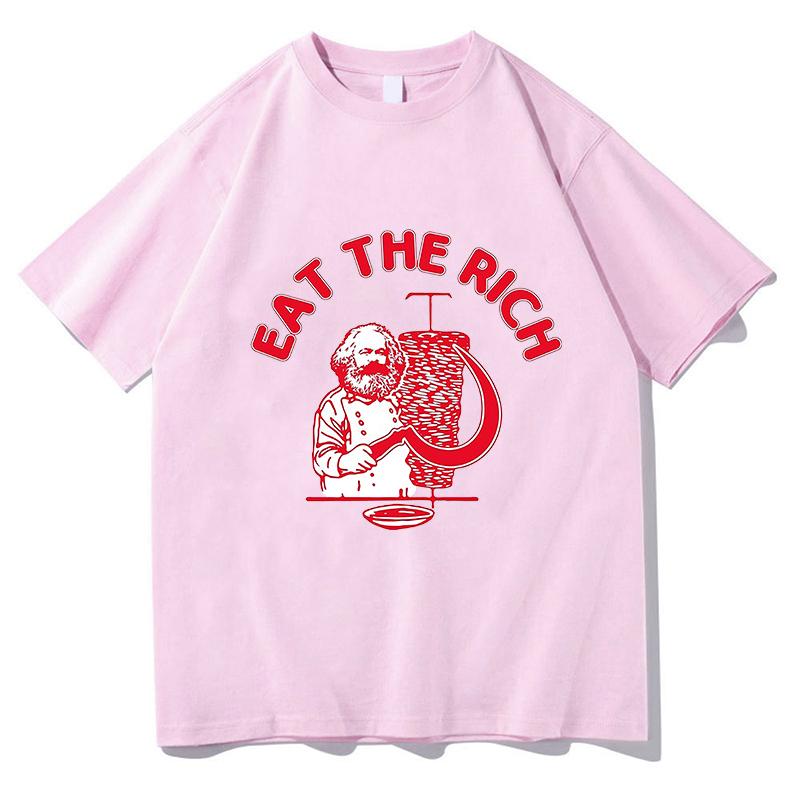 

Eat The Rich Doner Kebab Карл Маркс Социалист Хасан Пайкер Футболки с принтом Мужчины Женщины Повседневная свободная футболка с коротким рукавом Уличная одежда XXL