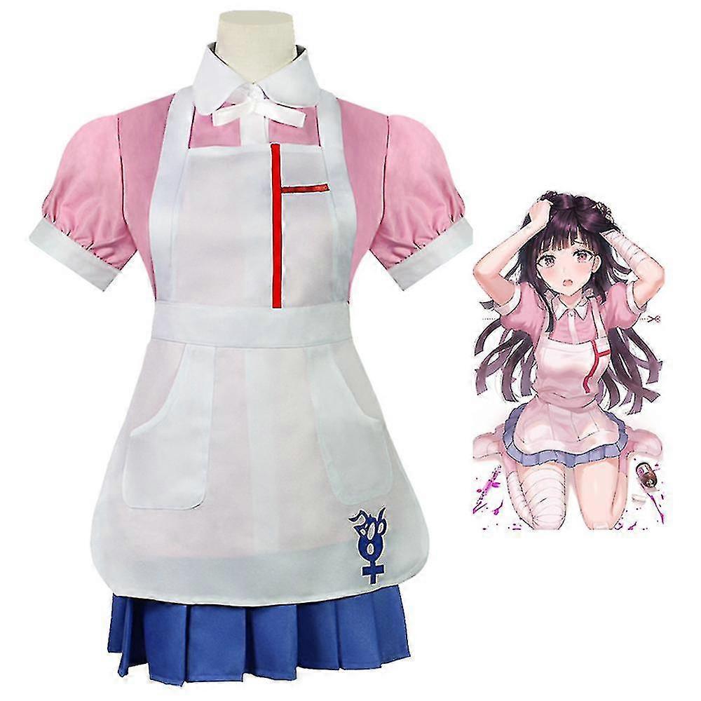 Set Costume Cosplay Mikan Tsumiki Festa di Halloween Camicia Grembiule con Fiocco Gonna Uniforme Travestimento Vestiti Roleplay da Cameriera 2025