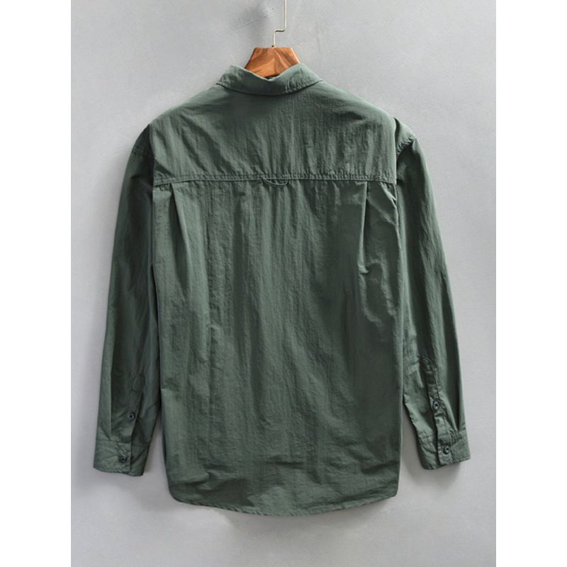 Spring and Autumn Japanese Retro Casual Shirt Men's Hong Kong Style Trendy Brand Long-Sleeved Shirt Thin Jacket Loose Workwear Shirt