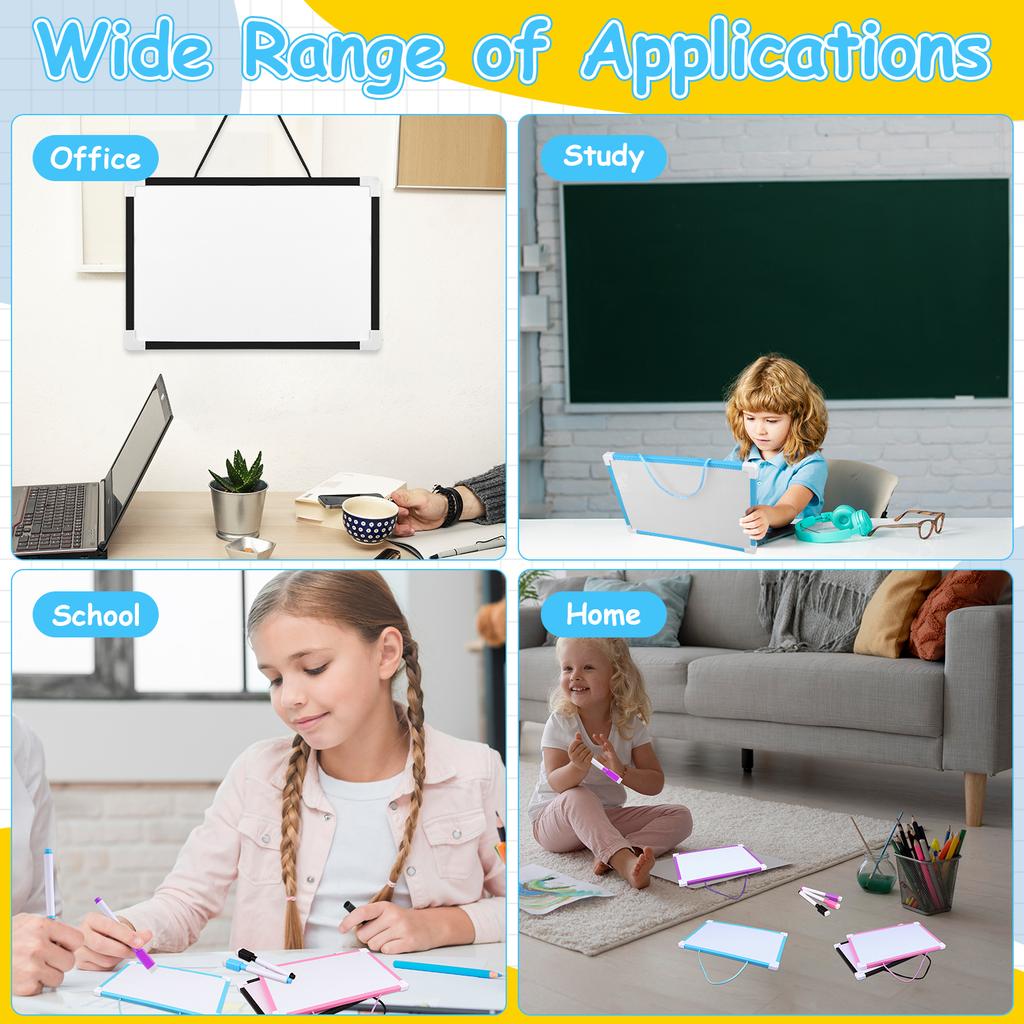 4 Pcs Dry Erase Whiteboard 8 X 12'' Magnetic White Board A4 Magnetic Double-Sided Dry Erase White Board Easel With Lanyard Includ