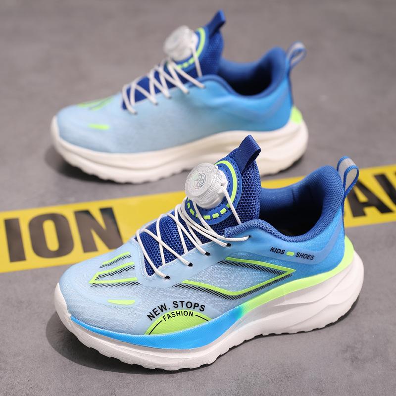 Breathable Mesh Boys' Red Rabbit Running Shoes 2025 Spring and Autumn New Boys' Sports Shoes Student Button Shoes Light Shoes
