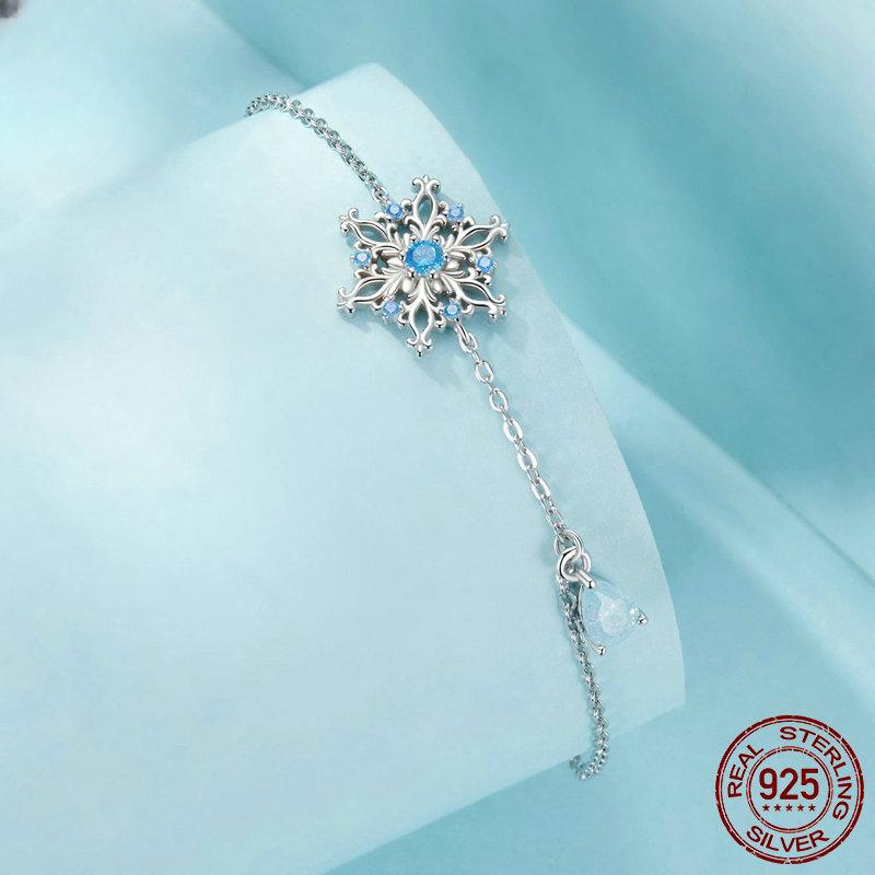 Original Winter Snowflake Bracelet for Women Niche Design S925 Sterling Silver Ice Flower Bracelet Christmas Gift