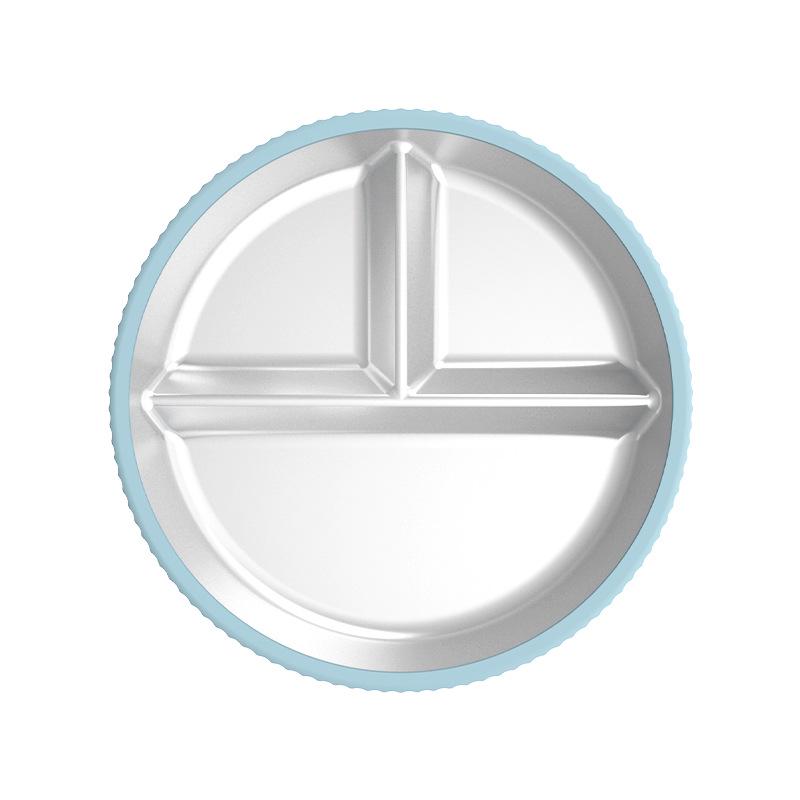 

Детская секционная тарелка из нержавеющей стали с силиконовой присоской - Нескользящая, термостойкая (304).