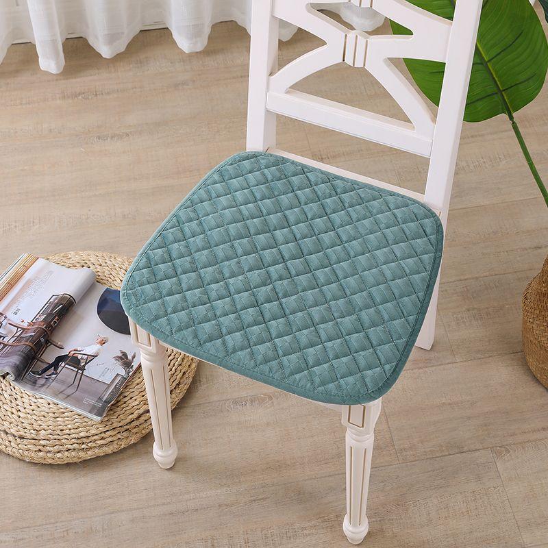 

Thickened Short Wool Chair Cushion Fresh Non-Slip Dining Chair Cushion Lace Simple and Modern Fabric Craft Winter Chinese Single Mat HD001 Green 45x47cm