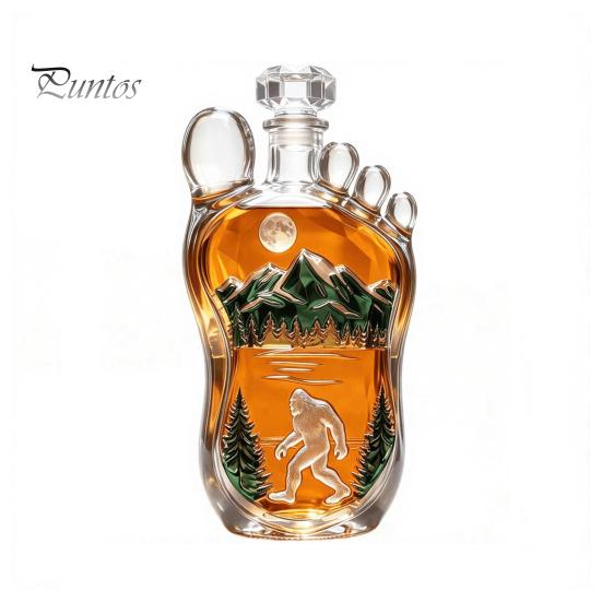 High Borosilicate Glass Bottle Sasquatch Foot Whiskey Bottle, Shaped Wine Container Decorative Liquor Decanter for Home Kitchen Bar Parties