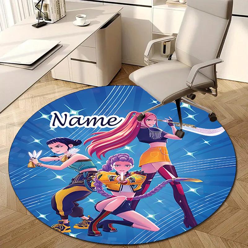 Personalized K-KPop Demon Hunters Round Chair Office Rug - Perfect for Mat, Office Chair & More - Ideal Gift for Birthdays and Holidays