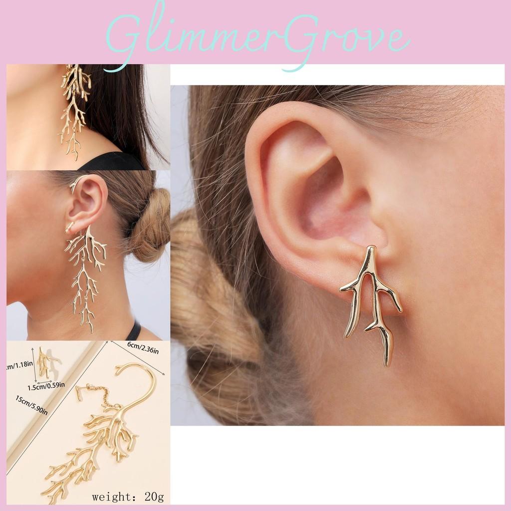 Gold Alloy Womens Earrings With Coral Animal Motif For Fashion And Parties