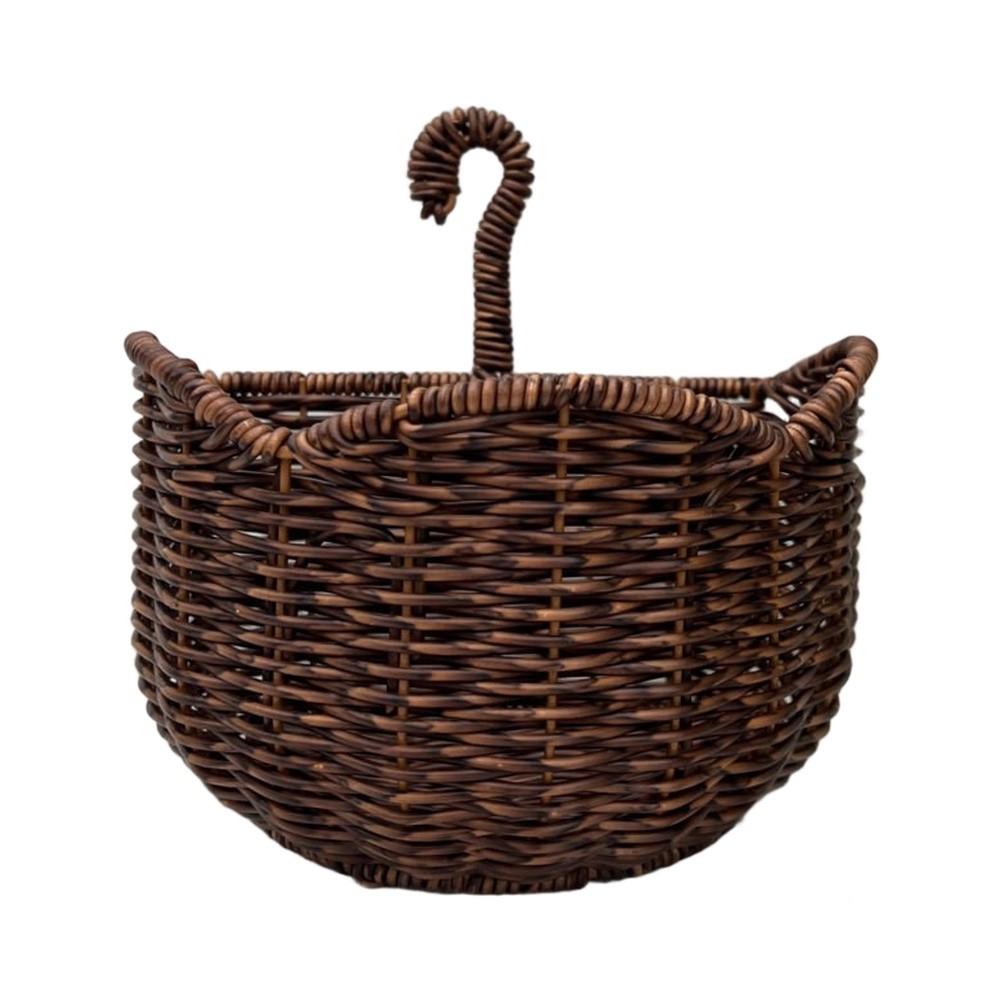 Semicircle Rattan Wall Basket with Umbrella Handle for Keeping Frequently Used Items Within Easy Reach and View