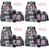 4Pcs/set 26 English Letter KPop Printed Backpack with 750Ml Water Bottler for Teenager Student Girl Boy Bookbag Kid Gift Large Capacity Travel Bag