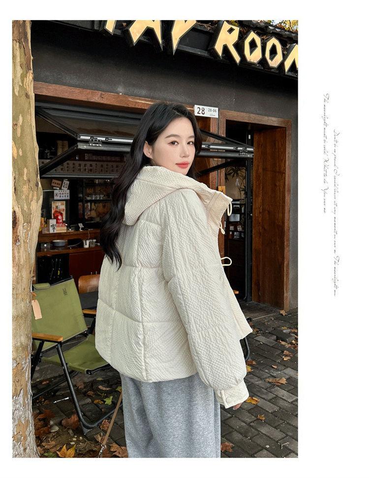 Damen Kurze Kapuzen-Winddichte Verdickte Warme Winterjacke mit Raglanärmeln