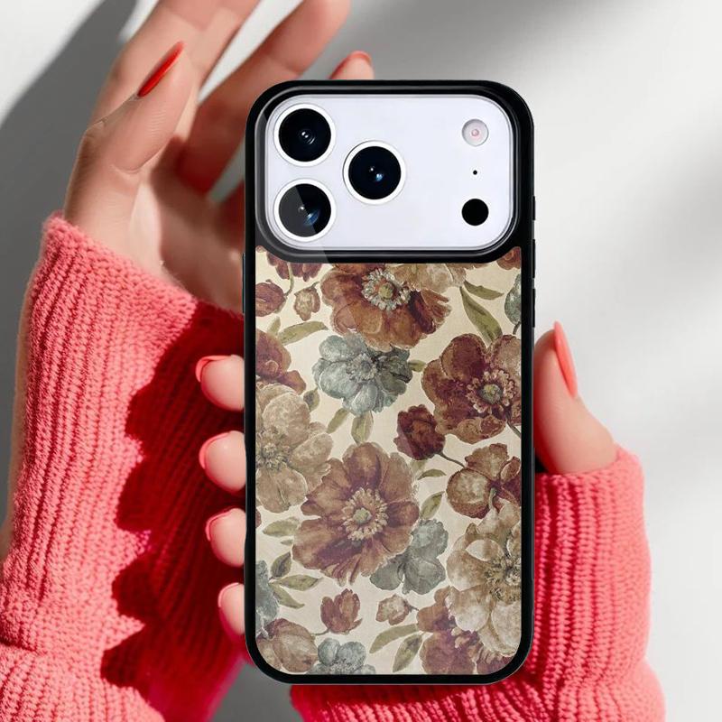 Vintage Leaves Flower Phone Case for iPhone 17 Air 16e 15 14 13 Pro Max Back Cover for 12 11 Pro Coque