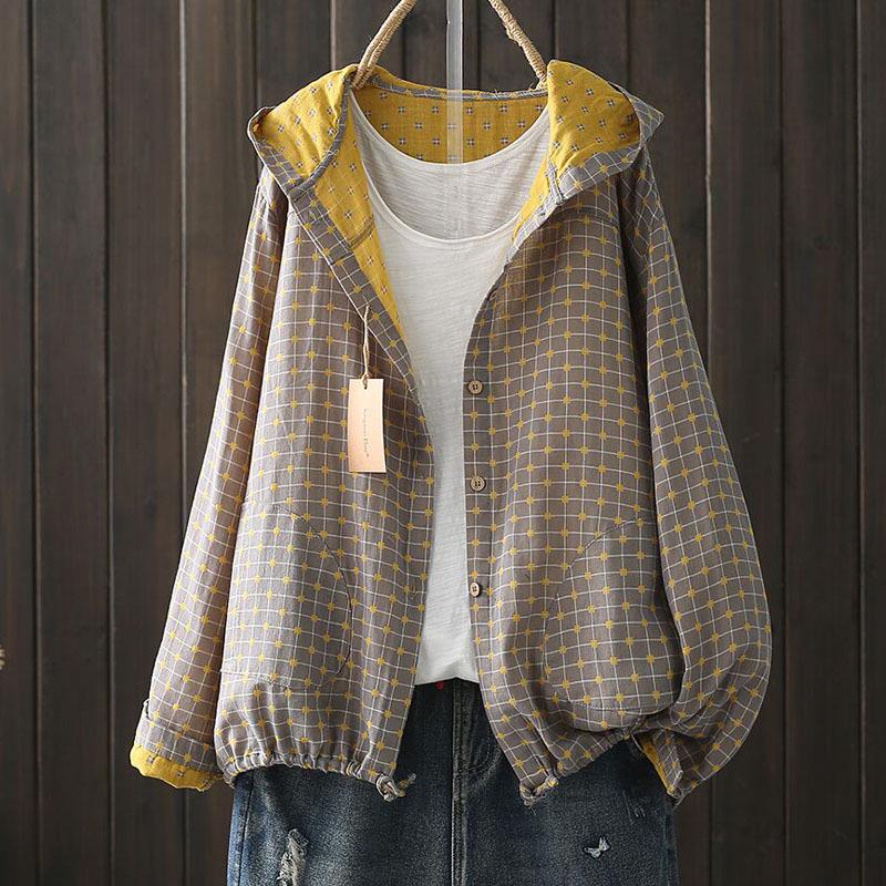 

Женская повседневная толстовка с капюшоном, принтом и кулиской - Свободная куртка из хлопковой пряжи One Size жёлтый