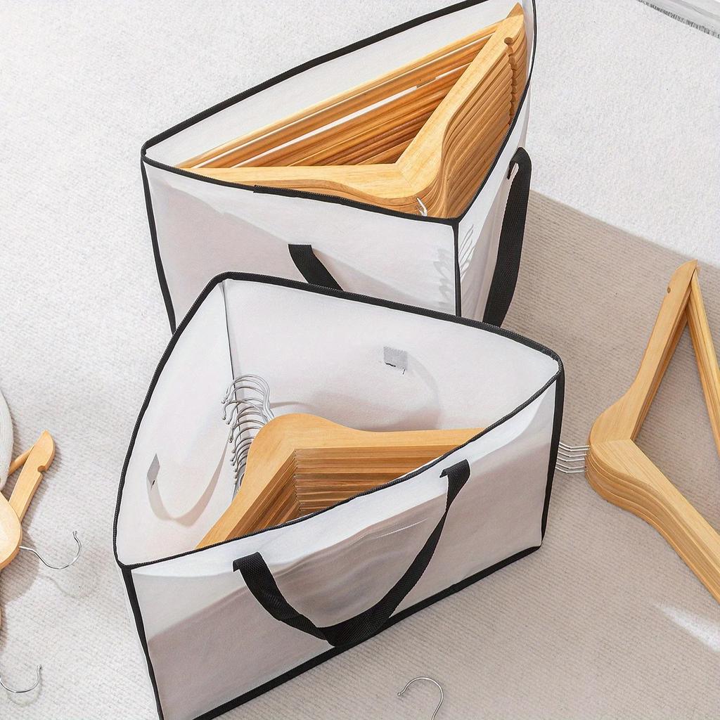 1pc New Fabric Triangle Storage Bags for Hangers, Closet Organizer, Space-Saving with Handles, Suitable for Closets