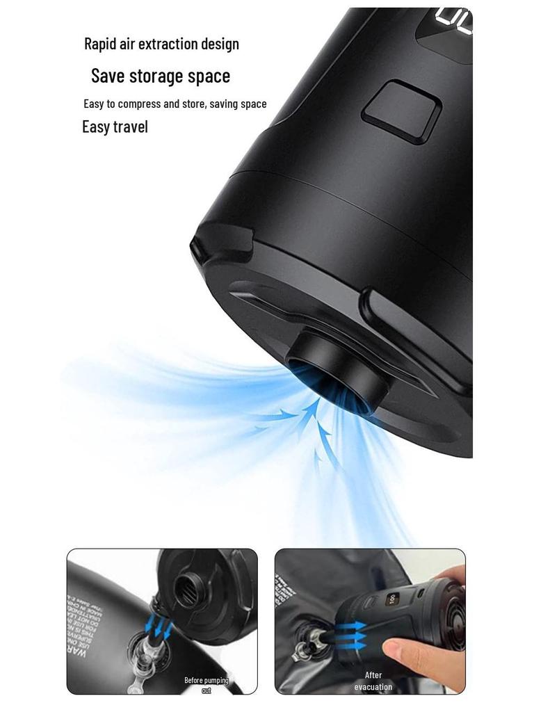 Portable 5200mAh USB Air Pump with Digital Display for Inflatable Mattresses and Rings