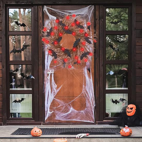 Halloween Wreath Scary Black Bat Horror Decor Front Door Wall Window Home Festive Atmosphere Decoration