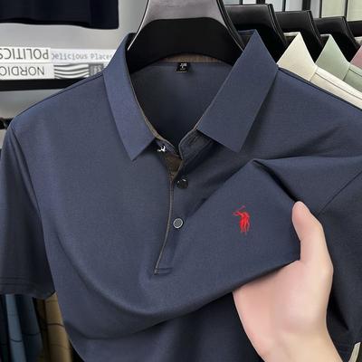 STORN Men's Ice Silk Cool Short-sleeved Polo Shirt, Fashionable Paul Embroidered Golf Fine Casual Business T-shirt