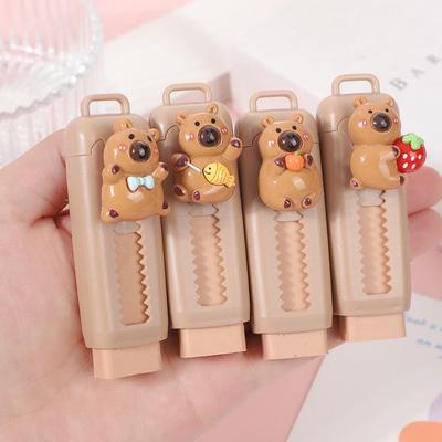 Capybara Cute Cartoon Retractable Push-Pull Eraser - Less Crumbs, Perfect for Students