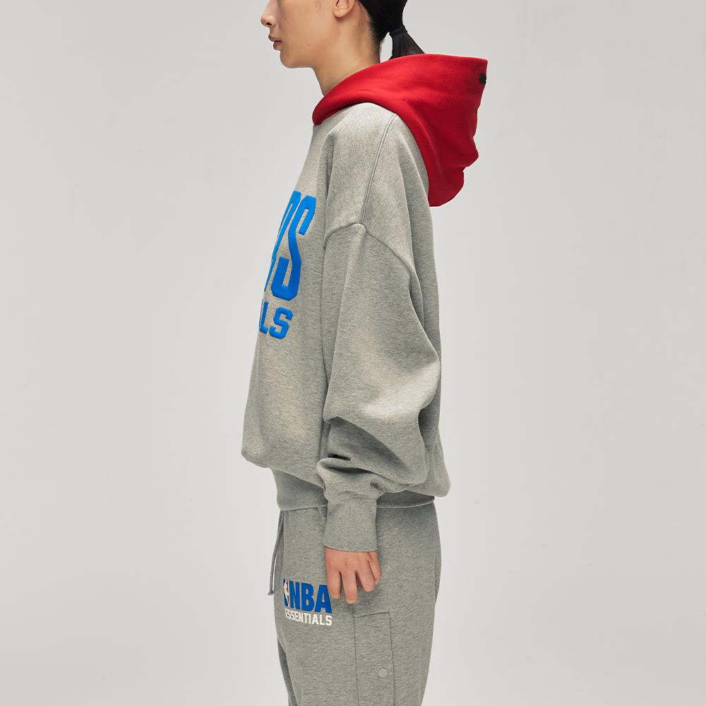 Fear of God Essentials Sixers Sport Hoodie Concrete Heather/ Red Unisex Tops Grey 192NB256416F
