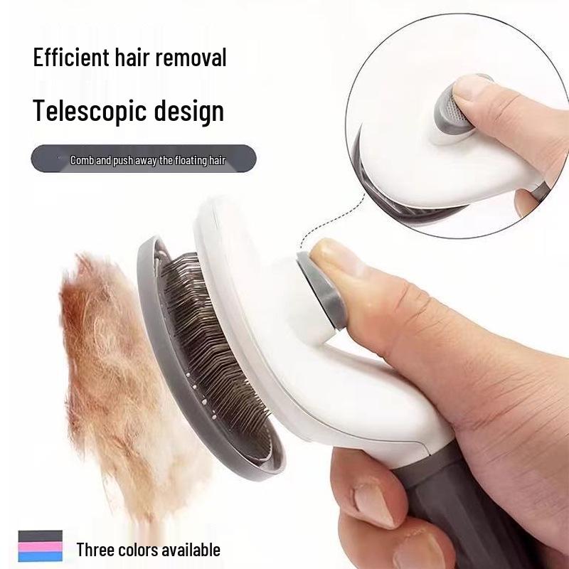 Pet Grooming Comb: Depilatory Brush for Cats & Dogs - Removes Loose Hair & Massages Teddy Bichon & Long-Haired Breeds