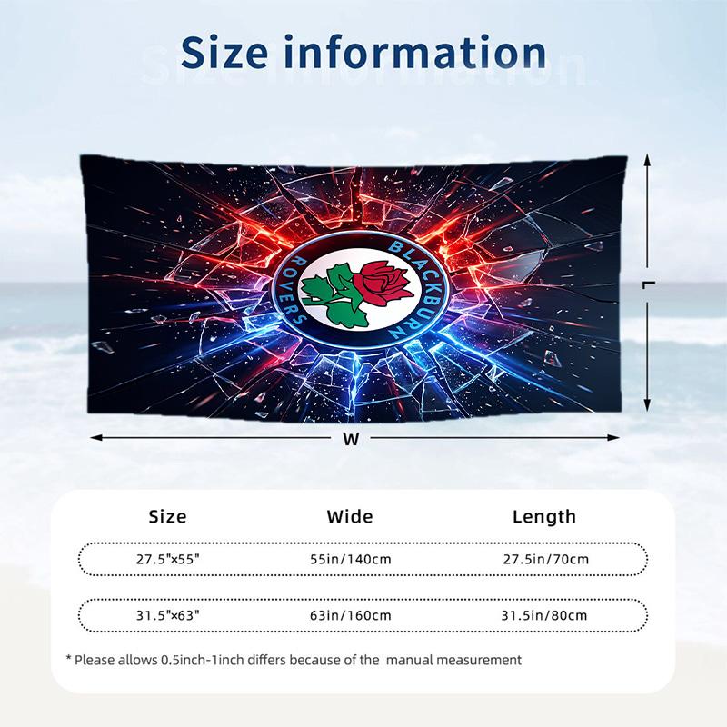 Blackburn Rovers Football Beach Towel Soft Microfiber Summer Towel Quick Dry Absorbent Towel for Beach Swimming Pool Travel