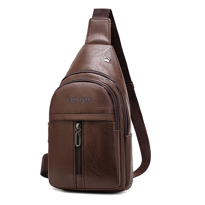 Chest Bag Vintage Soft Leather Crossbody Bag Men's Business Shoulder Bag
