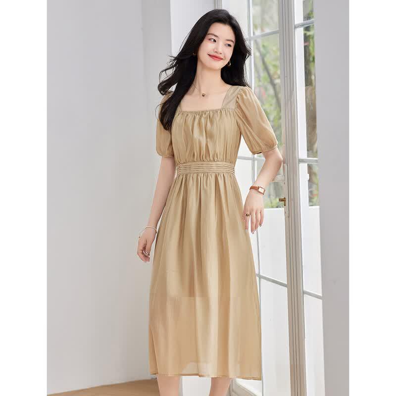 ORIGIN Women s Lyocell Tencel Square Neck A-line Dress L