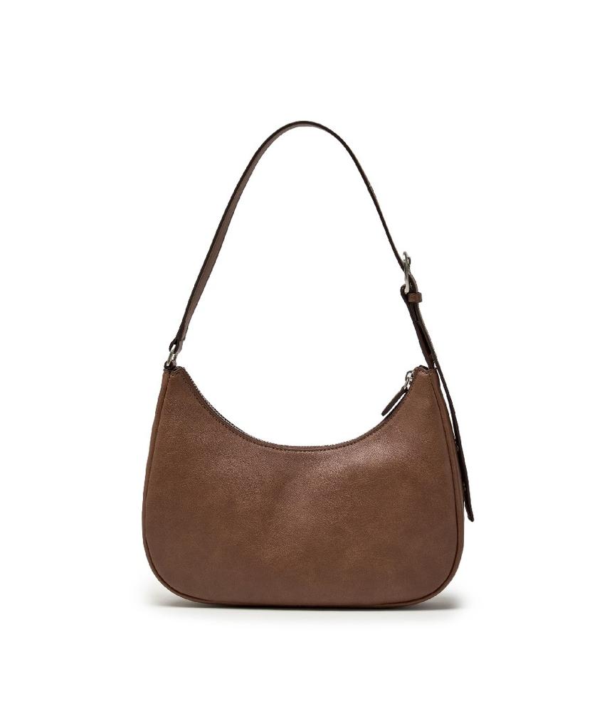 Mlb Basic Vintage Logo Hobo Bag Ny (Brown)