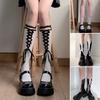 Lace Lolita Knee-high Lace Stockings New Free Size Nylon Gothic Black Lace Up Socks JK Calf Socks