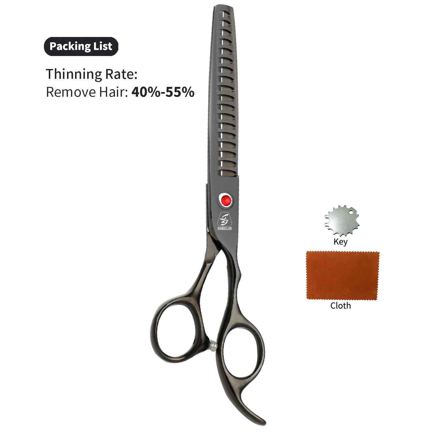 

Sangelar 7,5-дюймовые ножницы для ухода за домашними животными, рыбья кость, скорость истончения зубов 35%-50%, ножницы для истончения собак, профессиональные инструменты для ухода за домашними животными, уход за собаками 7 inch Chunker Black