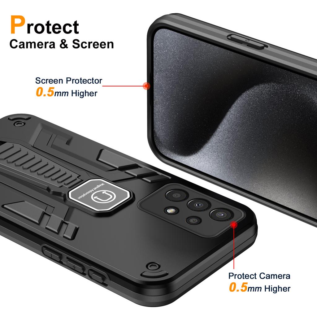 For Samsung Galaxy A13 4G Case Hard PC Soft TPU Rugged Cover with Built-in Kickstand