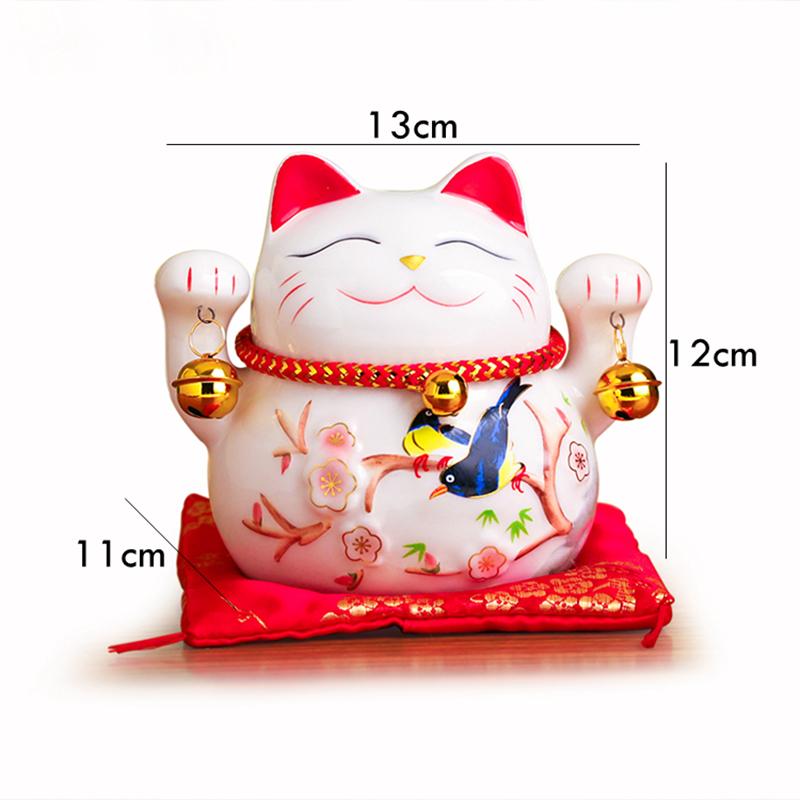 5 colių „Maneki Neko Lucky Cat“ ornamentas, keramikinis „Fortūnos katės“ statula Namų dekoratyvinė dovana „Feng shui Beckoning Cat Piggy Bank“