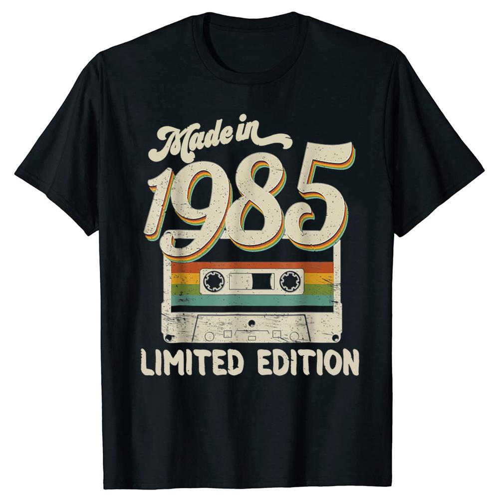 Funny Made In 1985 Limited Edition 40th Birthday Cassette Tape T Shirt Cotton Streetwear Short Sleeve Birthday Gifts T-shirt Men