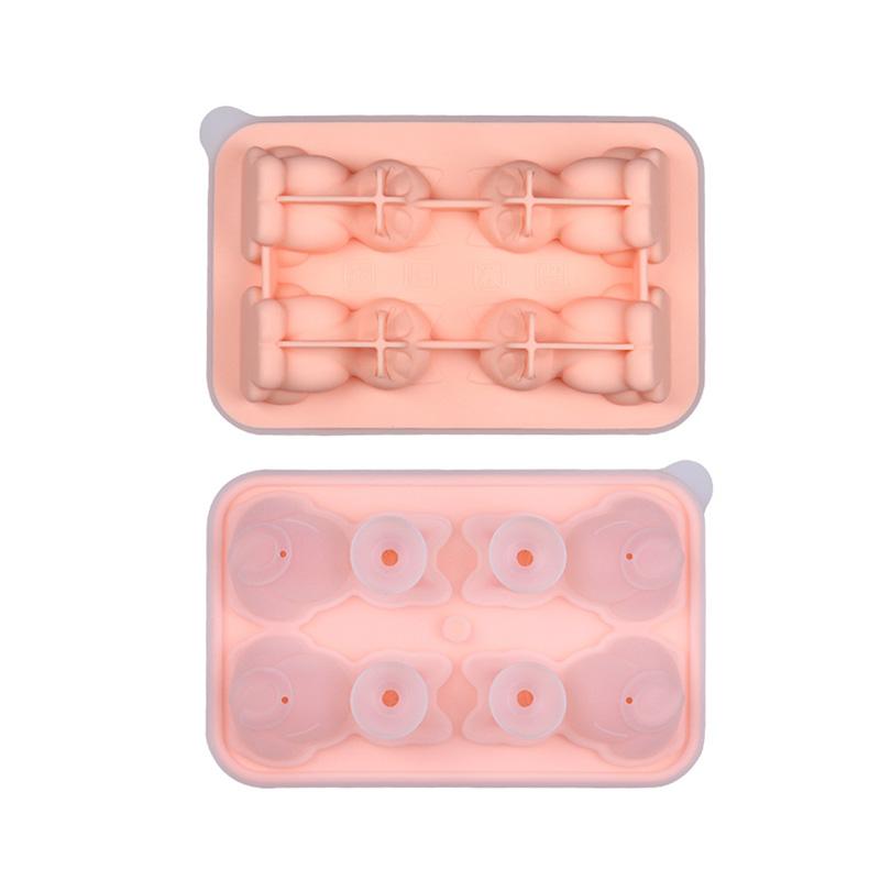 1PC Easy-Release 3D Cat-Shaped Kitchen Utensils Ice Cube Mold 4-Grid Silicone Mould Ice Ball Maker