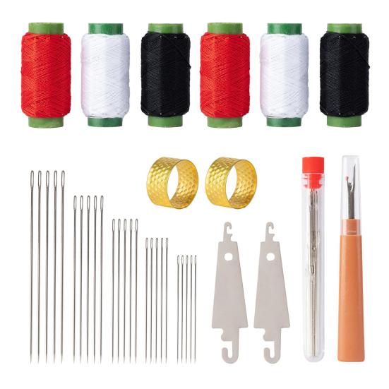 37 Pcs/Set Big Eye Sewing Needles Hand Sewing Kit Stainless Steel Needles with Seam Opener Needle Threaders Assorted Color 1 Set