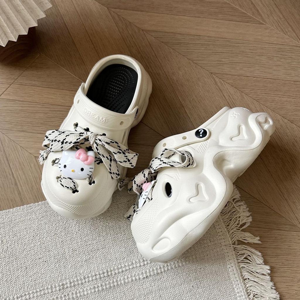 Cute Soft-soled Thick-soled Heightening Hole Shoes for Women In Summer, Super Fire Beach Bag Head Cool Slippers 2025 New Explosion