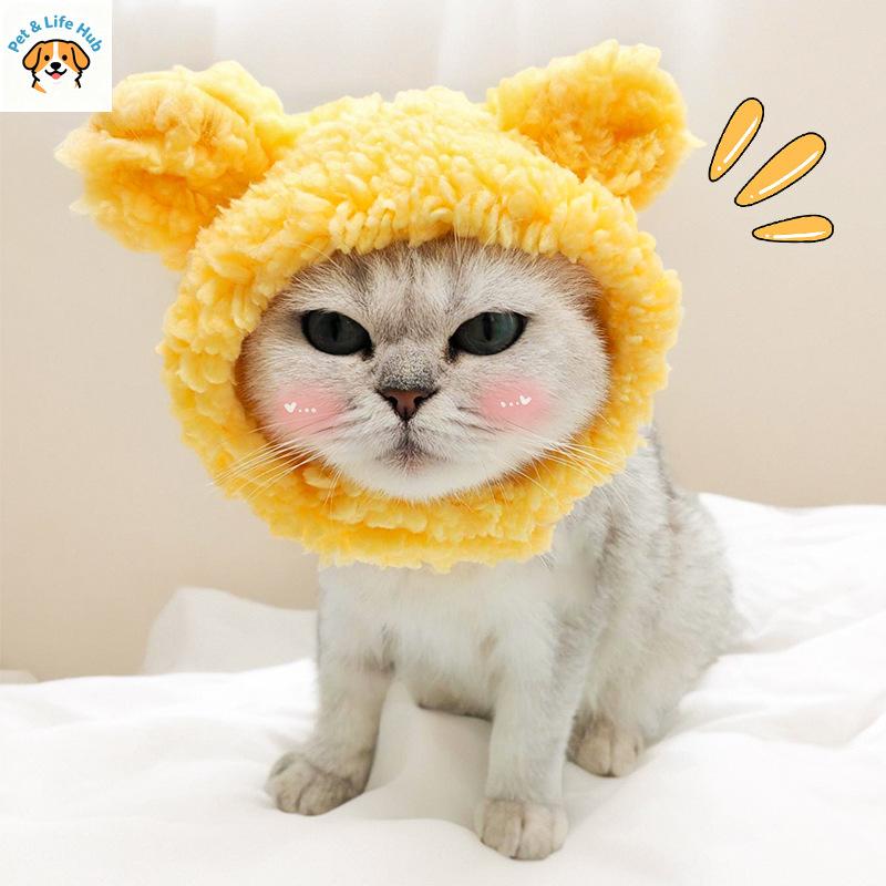 Cute Cat Pet Hat Plush Bear Ears Headgear Funny Small Dog Headband Funny Costume Dog Photo-taking Chapeu Para Cachorro