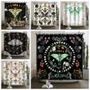 Moth Shower Curtain Moon Phase Butterfly Mushroom Psychedelic Tarot Gothic Shower Curtain for Bathroom Waterproof Bath Curtain
