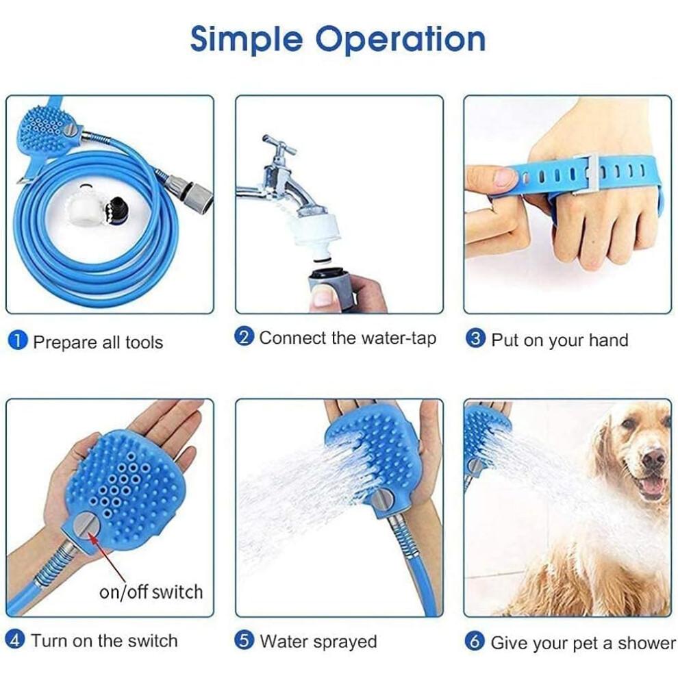 Dog Shower Sprayer with 2.5m Hose, Universal Joint, Pet Brush Tool for Bathing, Grooming, and Massage