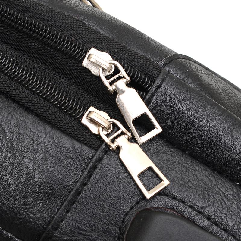 Simple and Fashionable Casual Solid Color PU Multifunctional USB Charging Zipper Man's Chest Bag Crossbody Bag for Commuting