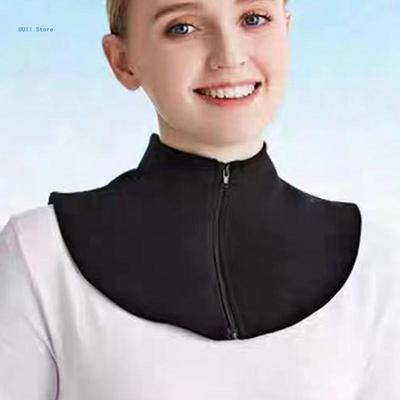 Fashionable Women's Turtleneck Faux Collar Neck Warmer Sun Protection Zippered Scarf Shawl Wrap for Stylish Layering