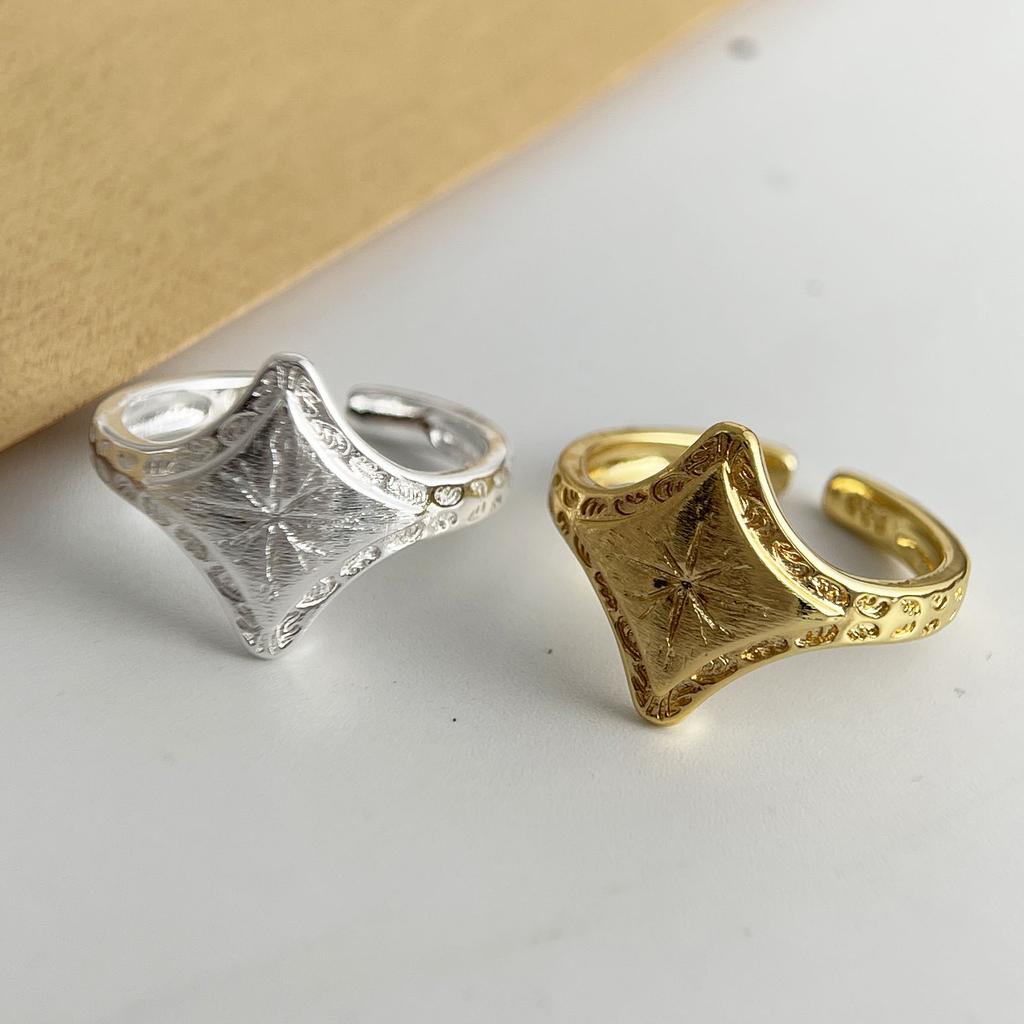 925 Sterling Silver Rings for Women Couple Minimalist Handmade Simple Gold Star Ring Fine Jewelry Gift Prevent Allergy