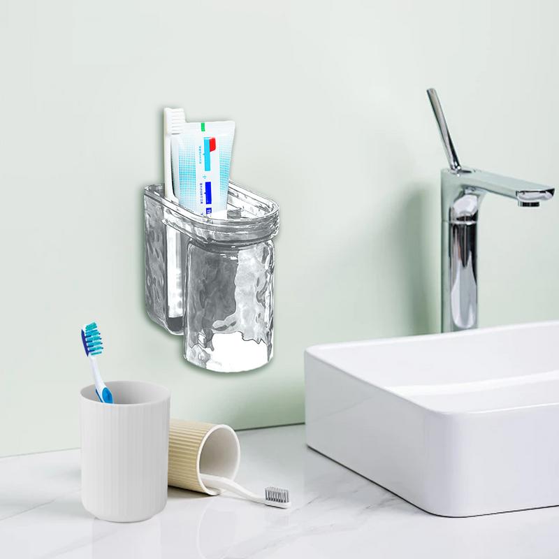 Zahnbürstenbecherhalter Badezimmer Zahnpastahalter Mundspülbecherhalter Badezimmerzubehör Staubfreier Zahnbürstenständer für Zuhause