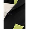 Fashionable Black Contrast Joint Suit Jacket, Casual and Trendy for Spring and Autumn, French-Styled Women's Blazer