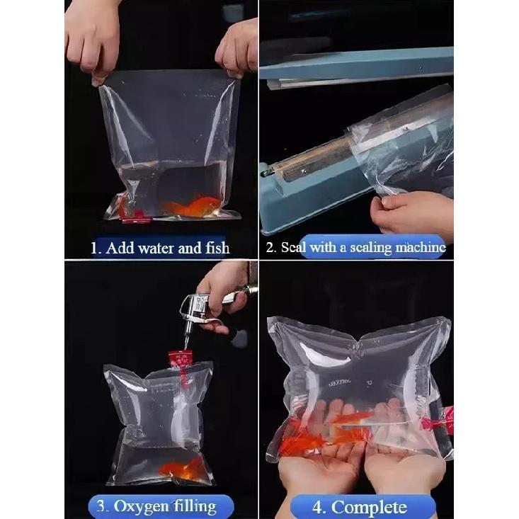 50pcs Ornamental Fish and Shrimp Live Oxygenation Bag Packaging Bags Live Fish Seafood Transporting Thickening Inflatable Bags