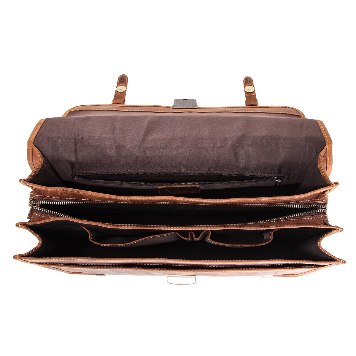 CONTACT S мужской вместительный портфель из натуральной кожи в классическом стиле кофейный — фото 6